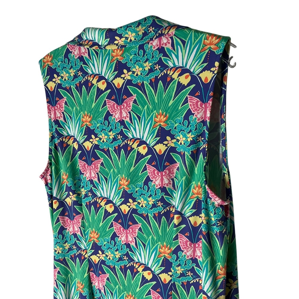 J.McLaughlin Womens Sleeveless Shift Dress Green Butterfly Botanical Print Sz M - Picture 5 of 7